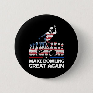 Badge Rond 5 Cm Rendez-le Bowling Great Again Drôle Trump Drapeau