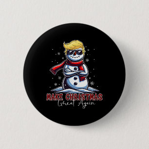 Badge Rond 5 Cm Rendre à Noël sa grandeur Snowman Trump Holiday