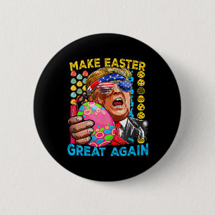 Badge Rond 5 Cm Rendre à Pâques sa grandeur Trump Bunny Drapeau