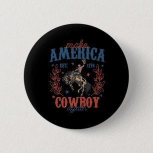 Badge Rond 5 Cm Rendre L'Amérique Western Cowboy Rétro 4 Juil