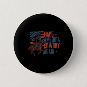 Badge Rond 5 Cm Rendre L'Amérique Western Cowboy Rétro 4 Juil