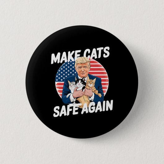 Badge Rond 5 Cm Rendre les chats en sécurité Voter à nouveau Trump (Devant)