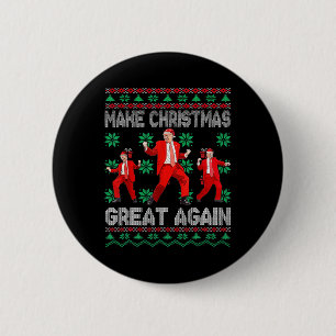 Badge Rond 5 Cm Rendre Noël grand encore Père Noël Trump Danse Noë
