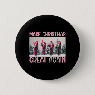 Badge Rond 5 Cm Rendre Noël super à nouveau drôle Père Noël Trump