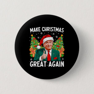 Badge Rond 5 Cm Rendre Noël super à nouveau drôle Père Noël Trump