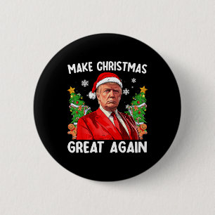 Badge Rond 5 Cm Rendre Noël super à nouveau drôle Père Noël Trump