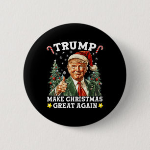 Badge Rond 5 Cm Rendre Noël super à nouveau drôle Père Noël Trump