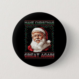 Badge Rond 5 Cm Rendre Noël super à nouveau drôle Père Noël Trump 
