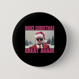 Badge Rond 5 Cm Rendre Noël super encore amusant Père Noël Trump