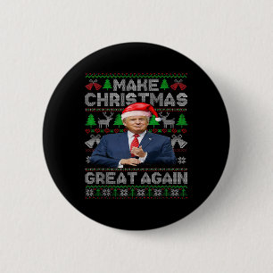 Badge Rond 5 Cm Rendre Noël super encore amusant Trump Santa Hat X