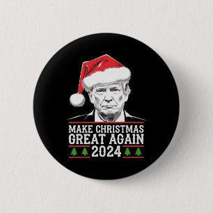 Badge Rond 5 Cm Rendre Noël super Père Noël amusant Trump Noël