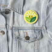 Badge Rond 5 Cm Renewable Energy Sunburst Plug (En situation)