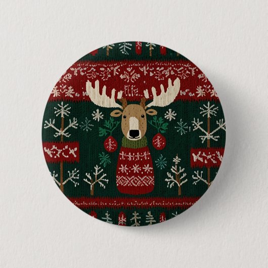 Badge Rond 5 Cm Renne au pull moche (Devant)
