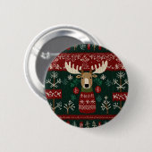 Badge Rond 5 Cm Renne au pull moche (Devant & derrière)