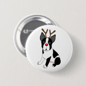 Badge Rond 5 Cm Renne de Boston Terrier (Devant & derrière)