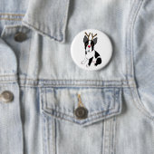 Badge Rond 5 Cm Renne de Boston Terrier (En situation)