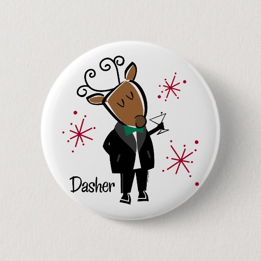 Badge Rond 5 Cm Renne de Dasher (Devant)