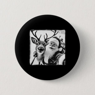Badge Rond 5 Cm Renne drôle de selfie Noël Père Noël Xmas C
