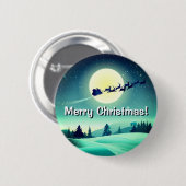 Badge Rond 5 Cm Renne pilotant Sleigh (Devant & derrière)