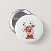 Badge Rond 5 Cm Rennes de Noël (Devant & derrière)