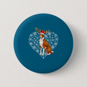 Badge Rond 5 Cm Rennes de Noël Chapeau de Père Noël Amoureux de Ba