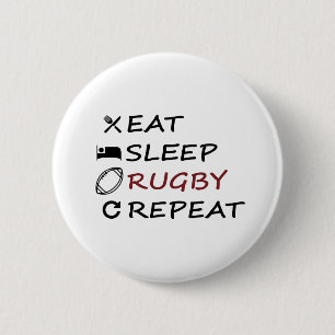 Badge Rond 5 Cm Répéter le rugby du sommeil