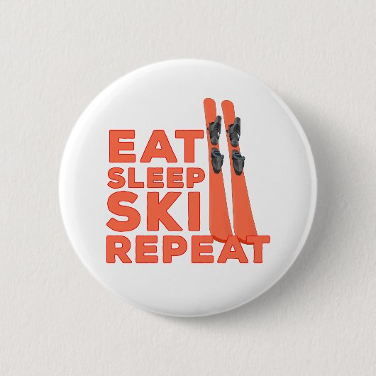 Badge Rond 5 Cm Répéter le ski du sommeil (Devant)