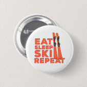 Badge Rond 5 Cm Répéter le ski du sommeil (Devant & derrière)