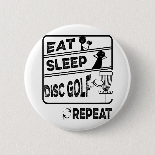 Badge Rond 5 Cm Répéter le sommeil du disque Golf (Devant)