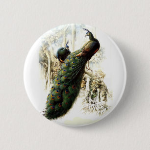 Badge Rond 5 Cm Repose des Peacocks