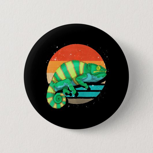 Badge Rond 5 Cm Reptile Faune Animaux tropicaux Lizard Chameleon (Devant)