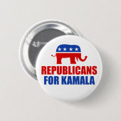 Badge Rond 5 Cm Républicains pour Kamala Harris Elephant (Devant & derrière)