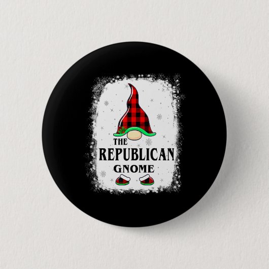 Badge Rond 5 Cm Republican Gnome Buffalo Plaid Matching Family Xma (Devant)