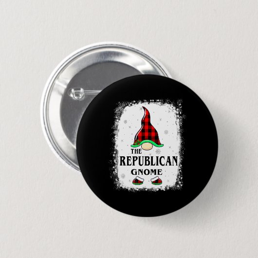 Badge Rond 5 Cm Republican Gnome Buffalo Plaid Matching Family Xma (Devant & derrière)