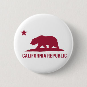 Badge Rond 5 Cm République de la Californie - de base - rouge