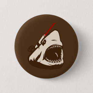 Badge Rond 5 Cm Requin avec un Frickin à rayon laser