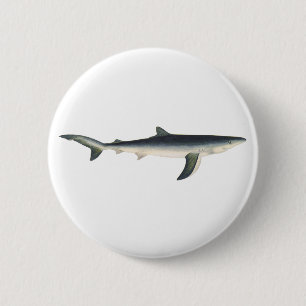 Badge Rond 5 Cm Requin bleu vintage, Vie marine aquatique