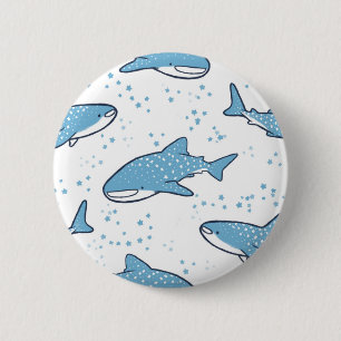 Badge Rond 5 Cm Requin de baleine étoilé (lumière)
