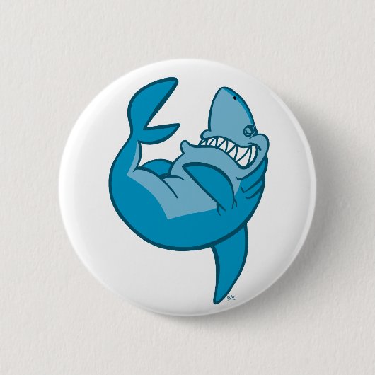 Badge Rond 5 Cm Requin de bande dessinée roulant le bouton riant (Devant)