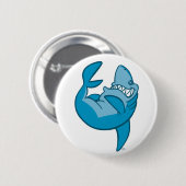 Badge Rond 5 Cm Requin de bande dessinée roulant le bouton riant (Devant & derrière)