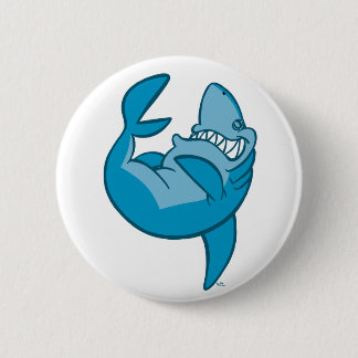 Badge Rond 5 Cm Requin de bande dessinée roulant le bouton riant