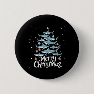 Badge Rond 5 Cm Requin Joyeux Noël Arbre de Noël Requins Joyeux Do