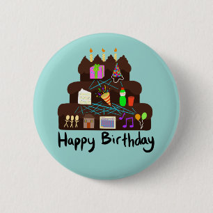 Badge Rond 5 Cm Réseau neuronal d'anniversaire nerd