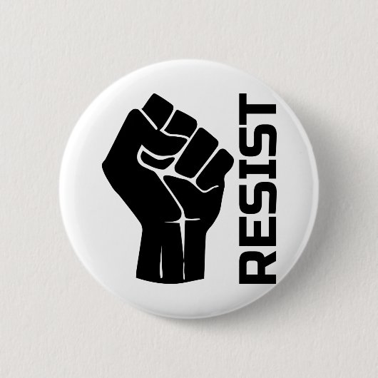 Badge Rond 5 Cm Résiste avec poing - en noir 0002 (Devant)