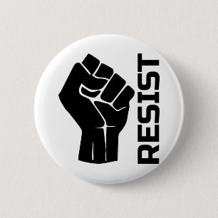 Badge Rond 5 Cm Résiste avec poing - en noir 0002