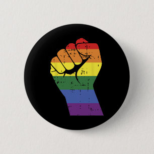 Badge Rond 5 Cm Résiste Poing Retro Arc-En-Ciel Main Gay Lgbt Prid