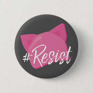 Badge Rond 5 Cm #résister au casquette de chat rose pour les femme