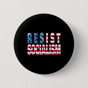 Badge Rond 5 Cm Résister au socialisme - Drapeau américain patriot