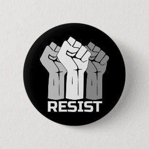 Badge Rond 5 Cm Résister avec le poing - en blanc bouton 0002