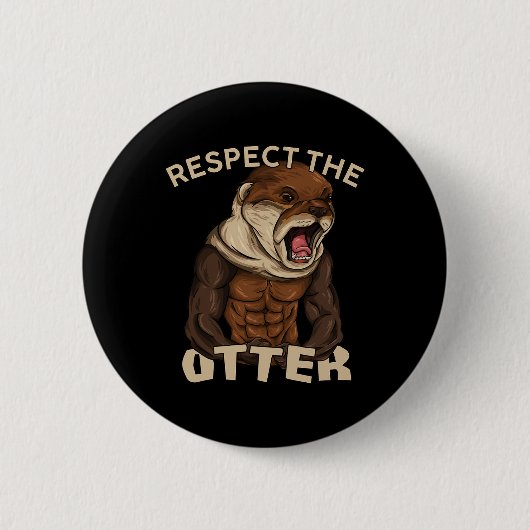 Badge Rond 5 Cm Respect The Otter - Muscular Fitness Bodybuilder A (Devant)